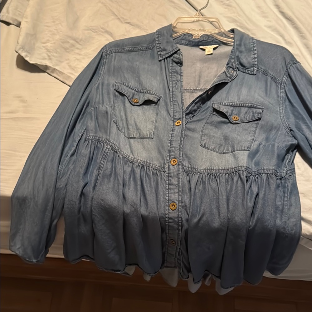 Cato Blue Button-Up Blouse